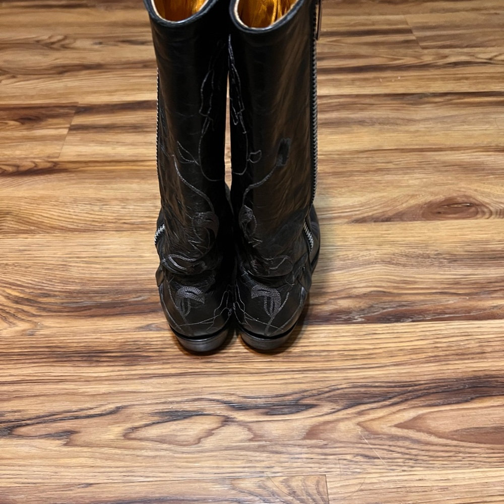 Old Gringo Razz Boots Women's 6.5B Black Gray Leather Floral Distressed Cowboy - Picture 3 of 6